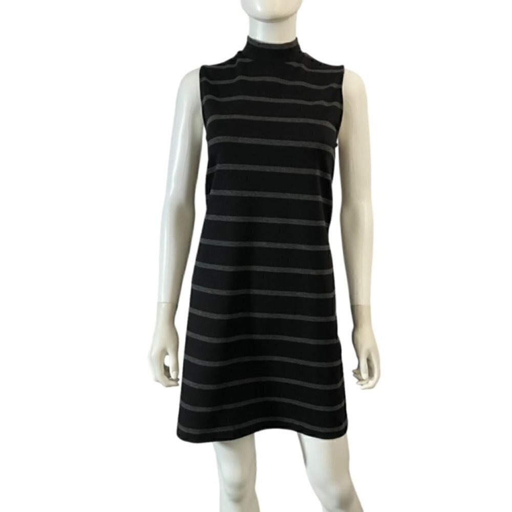 Kenar Black and Grey Sleeveless Mock Neck Dress 6